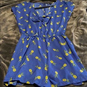Blue Romper with pineapples